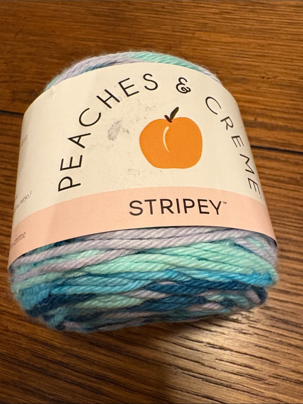 Peaches & Cream Stripey Cotton Yarn, 2 Oz., 102 Yds,100% Cotton, Green Blue Lav